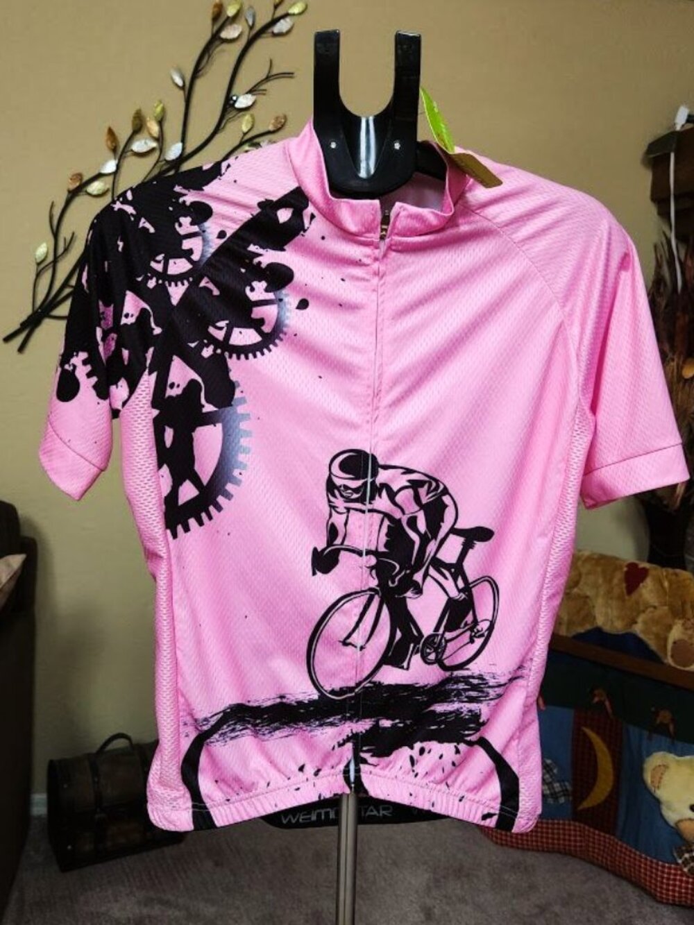 NWT Weimostar ladies pink / black sz XL cycling / bike jersey / shirt w / pocket